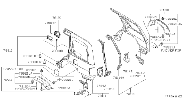 1998 Nissan Pathfinder Protector-Rear Fender,RH Diagram for 93840-2W303