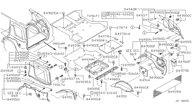 2003 Nissan Pathfinder Trunk & Luggage Room Trimming Diagram 3