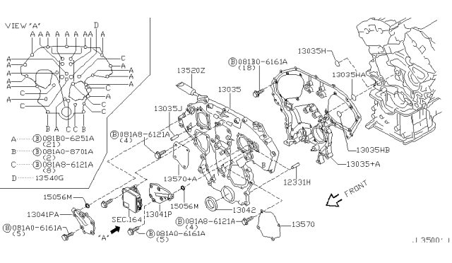 2002 Nissan Pathfinder Front Cover,Vacuum Pump & Fitting - Diagram 1