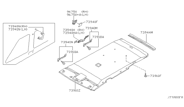 2003 Nissan Pathfinder Headlining Assy Diagram for 73910-5W921