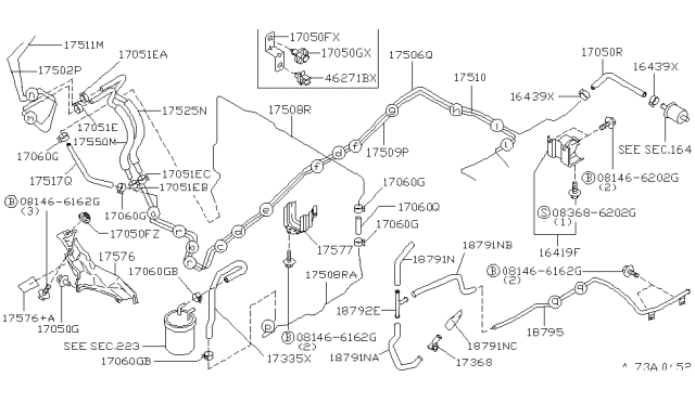 1997 Nissan Pathfinder Hose-Drain,Canister Diagram for 18791-0W020