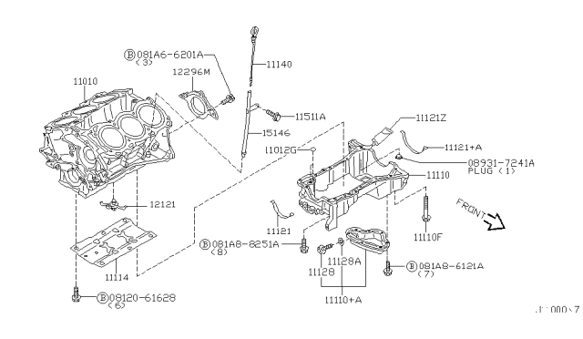 2004 Nissan Pathfinder Cylinder Block & Oil Pan Diagram 2