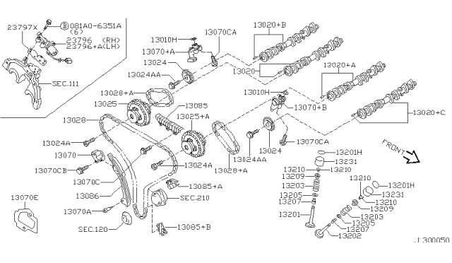 2002 Nissan Pathfinder Sprocket-Camshaft,Intake Diagram for 13025-WL010