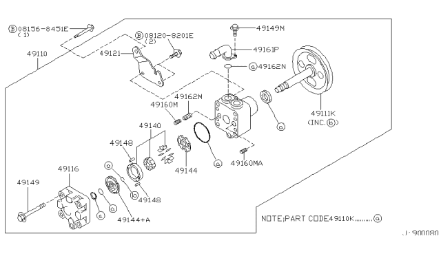 2004 Nissan Pathfinder PULLEY Kit - Power Steering Pump Diagram for 49132-AG025