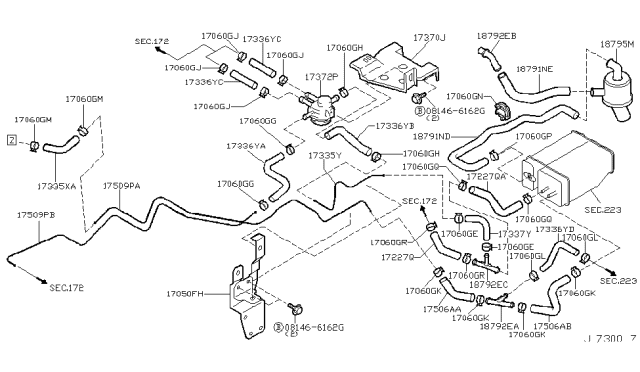 2001 Nissan Pathfinder Tube-EVAPOLATION Diagram for 17509-1W212