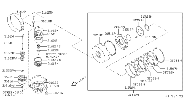 1998 Nissan Pathfinder Clutch & Band Servo Diagram 5