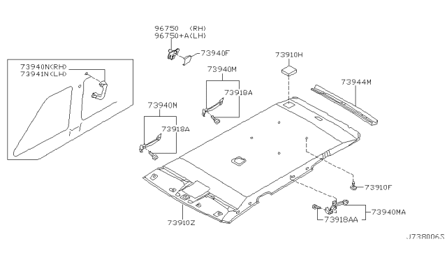 1999 Nissan Pathfinder Grip Assembly-Assist Diagram for 73940-0W022