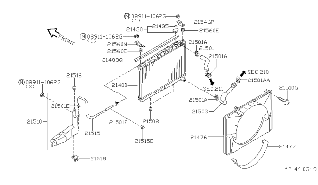 1998 Nissan Pathfinder Radiator,Shroud & Inverter Cooling Diagram 2