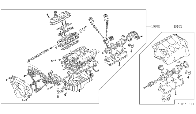 1997 Nissan Pathfinder Engine Assy-Bare Diagram for 10102-0W7H0