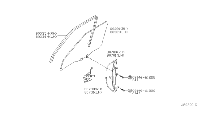 2002 Nissan Pathfinder Front Door Window & Regulator Diagram