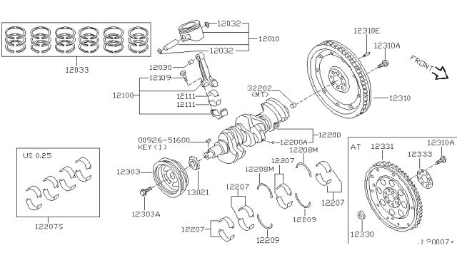 2000 Nissan Pathfinder Piston,Crankshaft & Flywheel Diagram 3