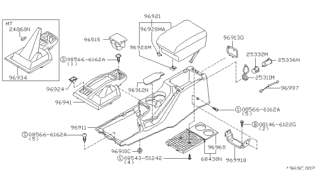 1996 Nissan Pathfinder FINISHER Console Indicator Diagram for 96941-0W120