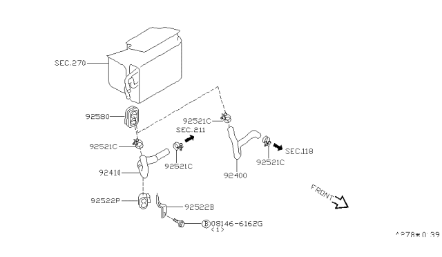 1999 Nissan Pathfinder Clip Diagram for 92522-0W000