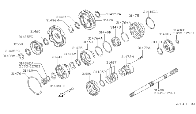 1998 Nissan Pathfinder Governor,Power Train & Planetary Gear Diagram 1