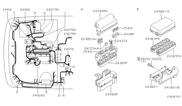 2003 Nissan Pathfinder Harness-Sub Diagram for 24168-0W000