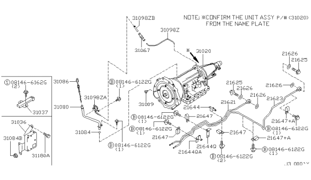 2000 Nissan Pathfinder Auto Transmission,Transaxle & Fitting Diagram 4