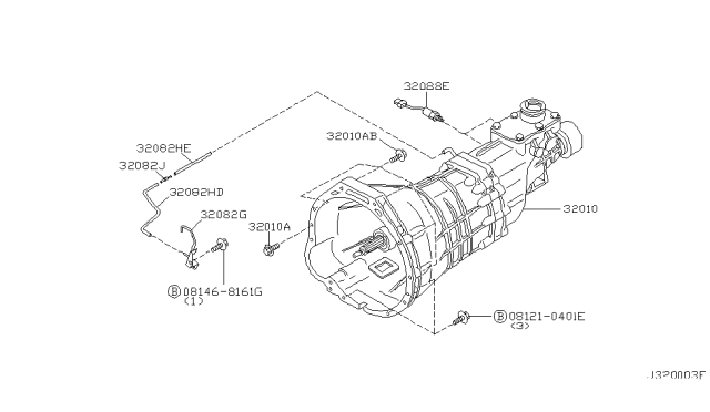 2000 Nissan Pathfinder Manual Transmission, Transaxle & Fitting Diagram 4