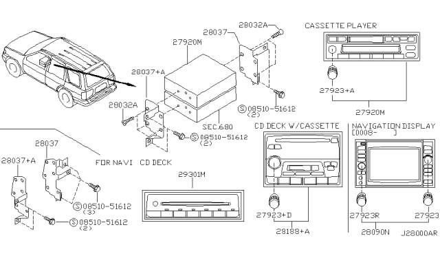 2000 Nissan Pathfinder Knob-Radio Diagram for 28043-81F00