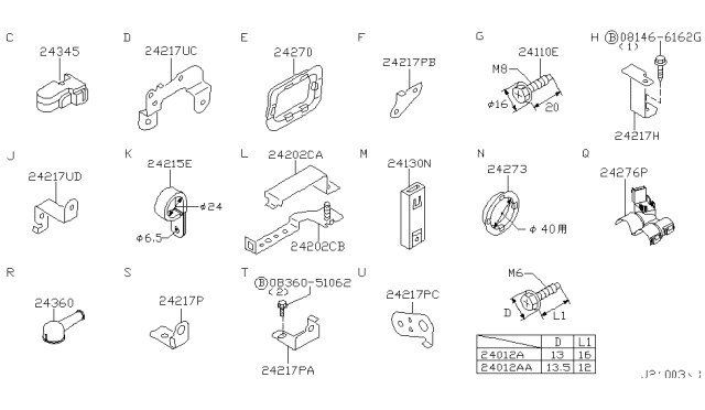 2003 Nissan Pathfinder Bracket-Harness Diagram for 24239-5W066