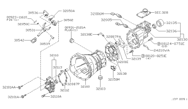 2001 Nissan Pathfinder Transmission Case & Clutch Release Diagram 4