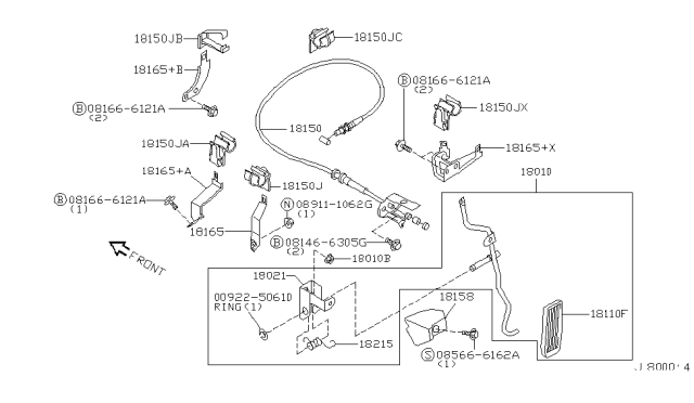 2001 Nissan Pathfinder Bracket-Wire,Accelerator Diagram for 18221-4W010
