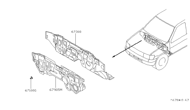 1999 Nissan Pathfinder Dash-Lower Diagram for 67300-0W030