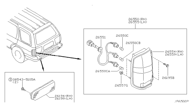 2002 Nissan Pathfinder Rear Combination Lamp - Diagram 1