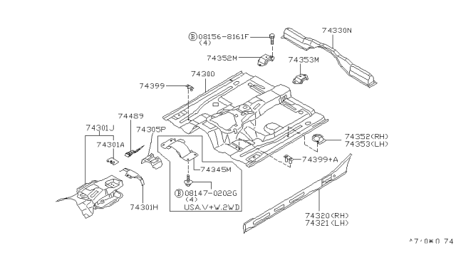 1998 Nissan Pathfinder SILL-Inner,R Diagram for 76450-2W600