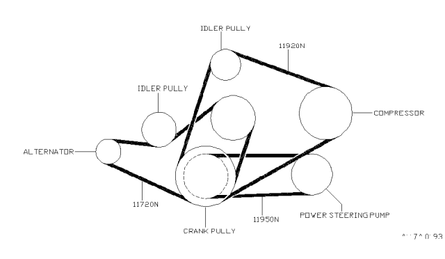 1997 Nissan Pathfinder Alternator Belt Diagram for 11720-0W000