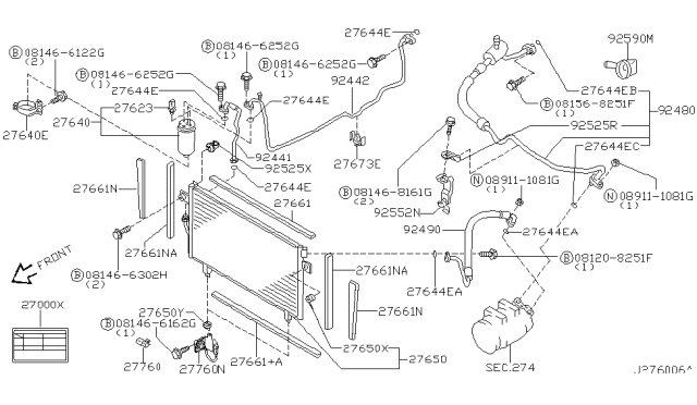 2003 Nissan Pathfinder Condenser,Liquid Tank & Piping Diagram 2