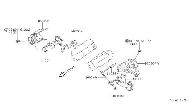 1997 Nissan Pathfinder Exhaust Manifold Diagram for 14004-0W000