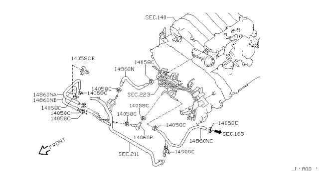 2000 Nissan Pathfinder Hose-Air Diagram for 14099-4W003