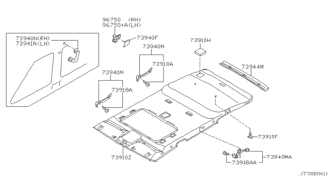 2000 Nissan Pathfinder Grip Assembly-Assist,LH Diagram for 73941-2W622