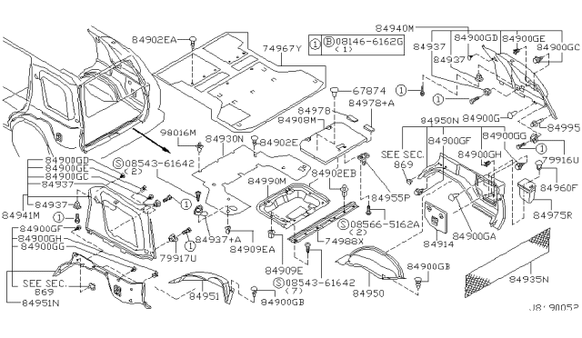 2002 Nissan Pathfinder Trunk & Luggage Room Trimming Diagram 2