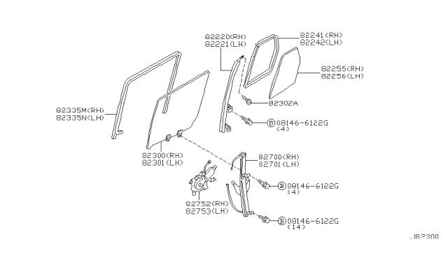 2002 Nissan Pathfinder Motor Assy-Regulator,RH Diagram for 82730-0W301