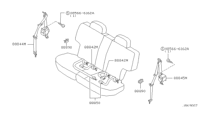 1996 Nissan Pathfinder Rear Seat Belt Diagram