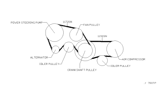 2000 Nissan Pathfinder Fan,Compressor & Power Steering Belt Diagram 2