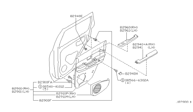 2002 Nissan Pathfinder Pocket-Rear Door,LH Diagram for 82911-6W102