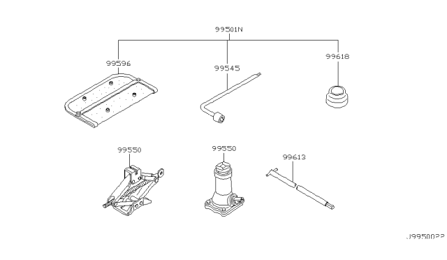 2001 Nissan Pathfinder Tool Kit & Maintenance Manual Diagram 2