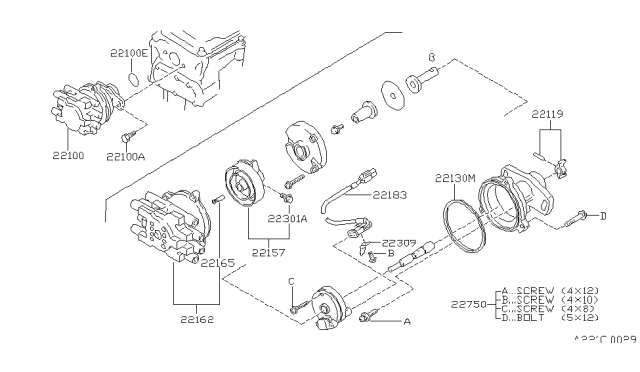 1987 Nissan Stanza Cap Distributor Diagram for 22162-03E00