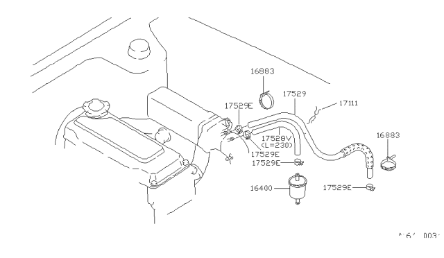 1989 Nissan Stanza Hose-Fuel Return Diagram for 16445-D3502