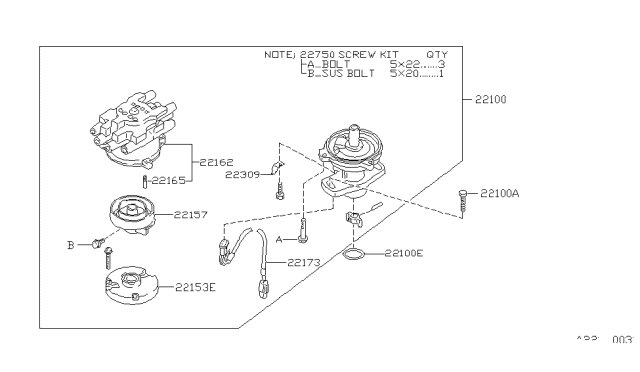 1987 Nissan Stanza Bush-Distributor Diagram for 22170-03E00