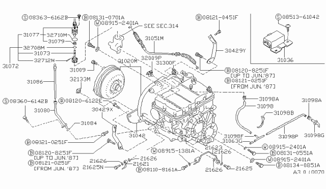 1989 Nissan Stanza Washer-Speedometer Pinion Diagram for 32713-M8013