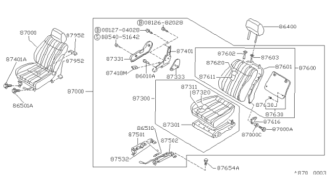 1987 Nissan Stanza Sedan Front Seat Diagram 5