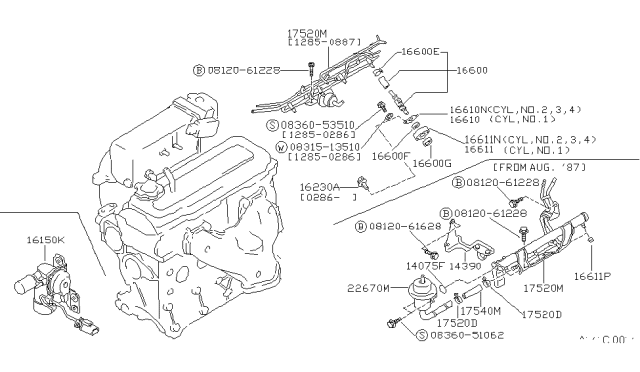 1987 Nissan Stanza Screw Diagram for 08315-13510