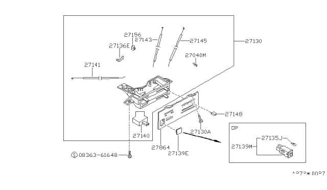 1988 Nissan Stanza Switch Assembly Air Conditioner Diagram for 27670-D4001