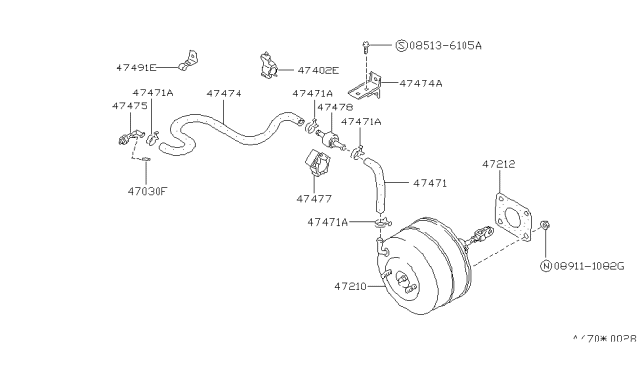 1987 Nissan Stanza Hose-Booster Diagram for 47471-16E01