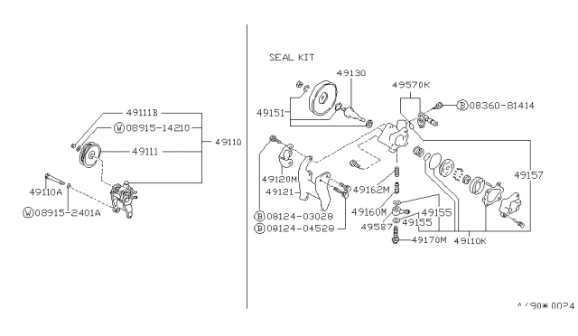 1987 Nissan Stanza Connector Assembly-Power Steer Pump Diagram for 49170-D4005