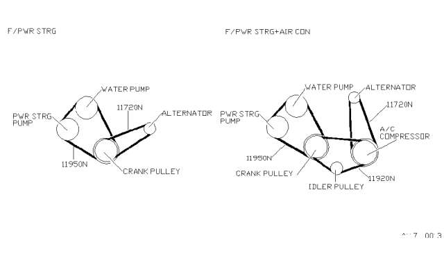 1989 Nissan Stanza Power Steering Oil Pump Belt Diagram for 11950-D4211