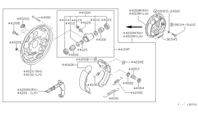 1987 Nissan Stanza Sedan Rear Brake Diagram 1